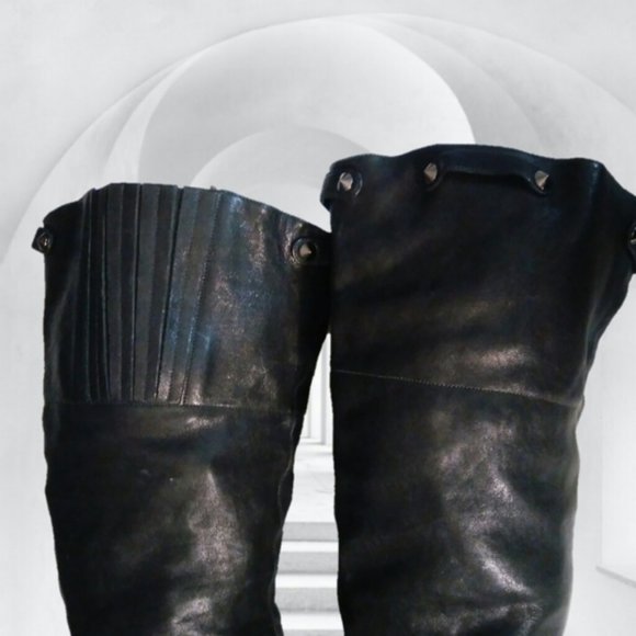 REPORT SIGNATURE 7 KANE BLACK LEATHER THIGH HIGH HEEL BOOTS womens - Picture 5 of 5